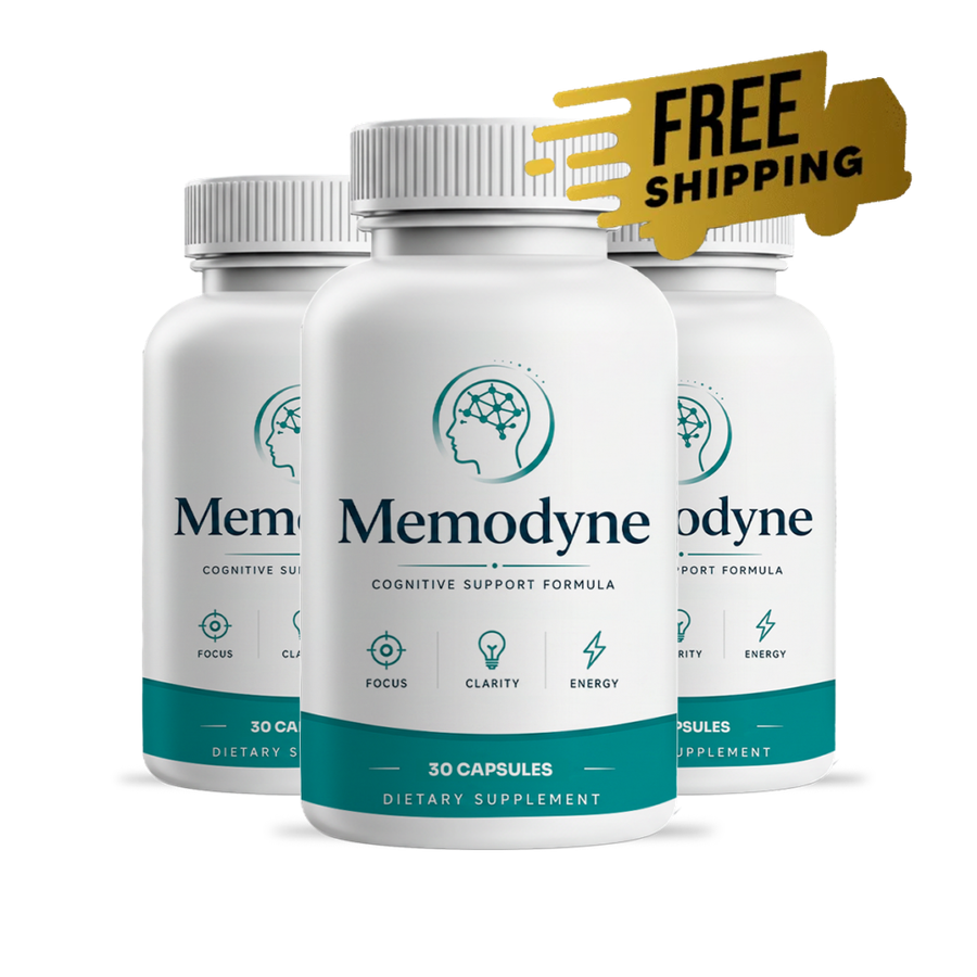 Memodyne official website — three bottles of Memodyne Cognitive Support Formula, 30 capsules each